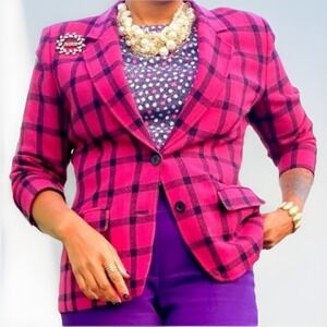 Pendleton Vtg Women's Blazer Sz 12 Plaid‎ Wool Feminine Boss Evening Office